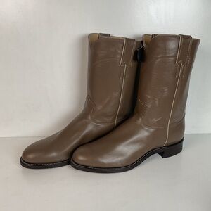 Justin Men’s Taupe Grey Roper Boots 9 D USA Made
